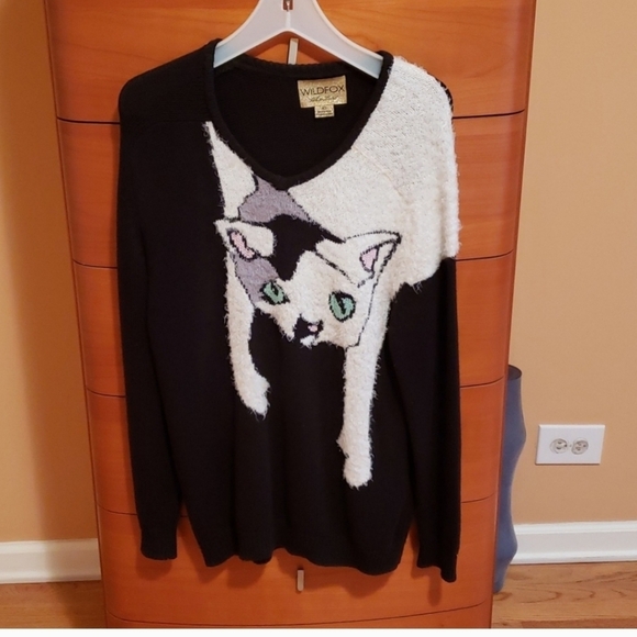 Wildfox Joan Baggy Boy Cat Sweater Rare White Label XS - Picture 3 of 7